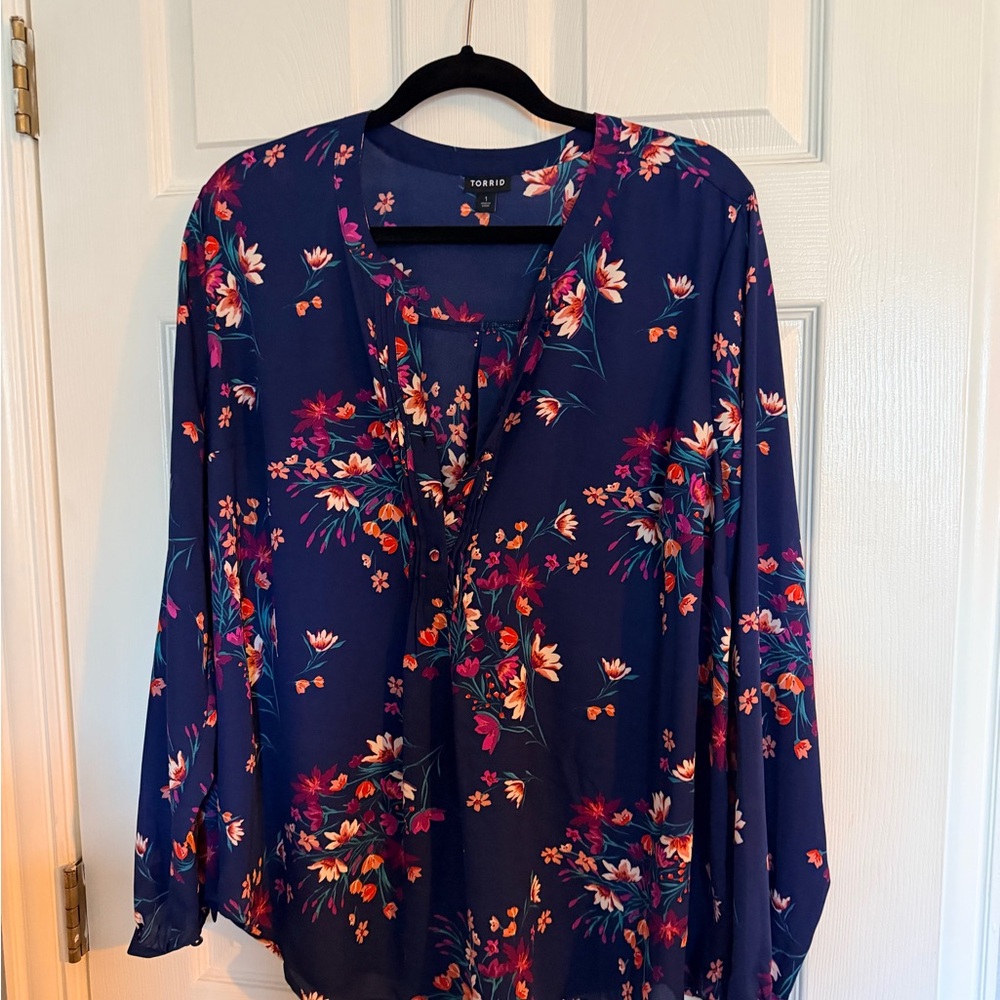 Torrid Navy Floral Blouse